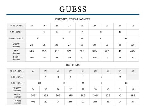 guess jeans sizing|guess jeans sizes conversion chart.